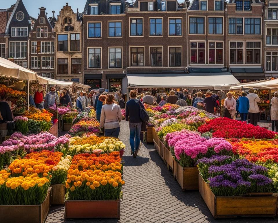Bloemenmarkt in het weekend
