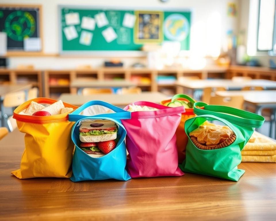 Herbruikbare boterhamzakjes voor schoollunches zonder plastic