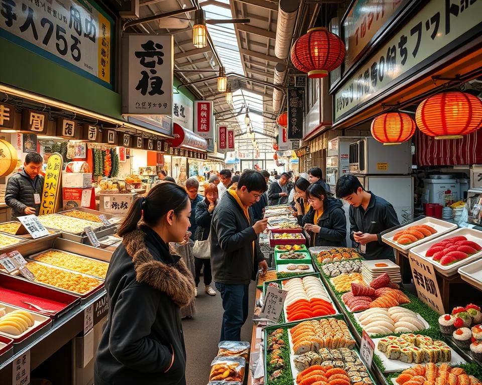 Proef de verse sushi op de markten van Tokio