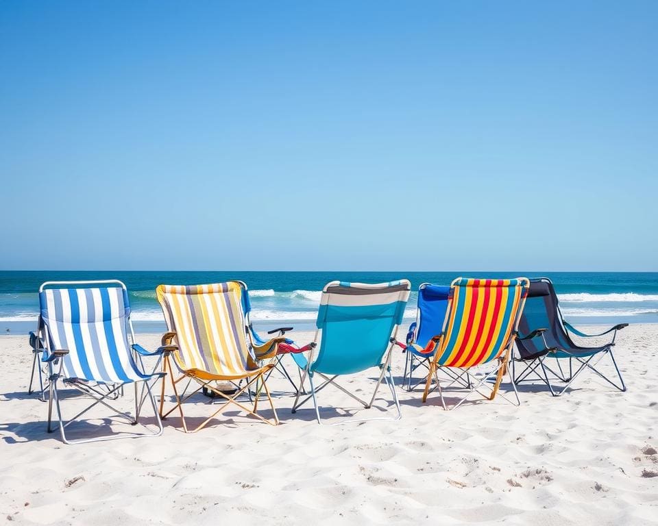 verschillende types opvouwbare strandstoelen