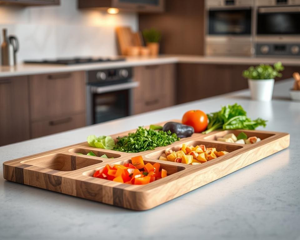 keuken snijplank met opvangbakjes