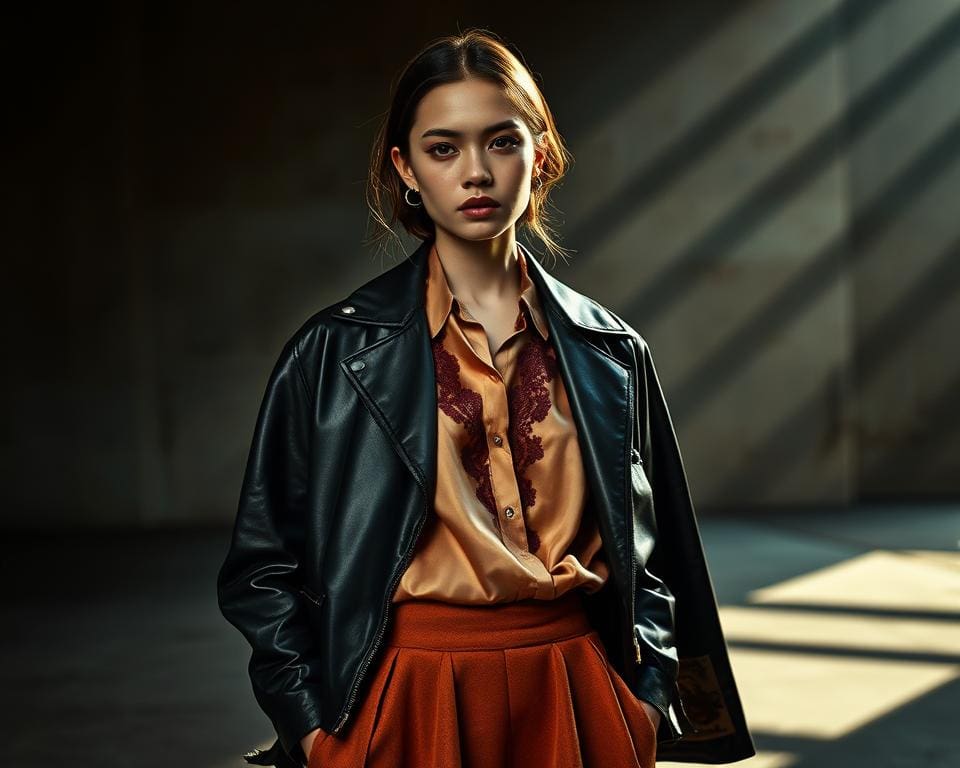 Materialen combineren kleding