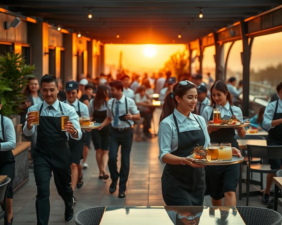 Hoe werkt een bedieningsteam op een terras?