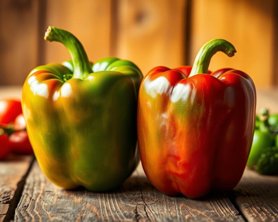 groene paprika en rode paprika